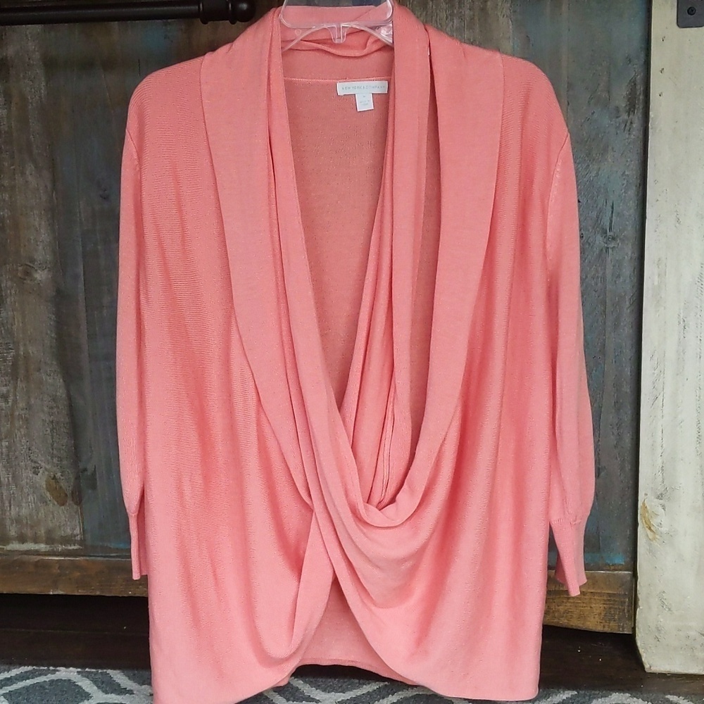 New York & Company Peach Crossover Cardigan - Women's Medium